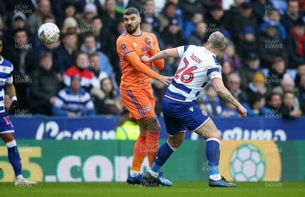 250120 - Reading FC v Cardiff City, The Emirates FA Cup, Fourth Round - Callum Paterson of Cardiff City is tackled by Charlie Adam of Reading