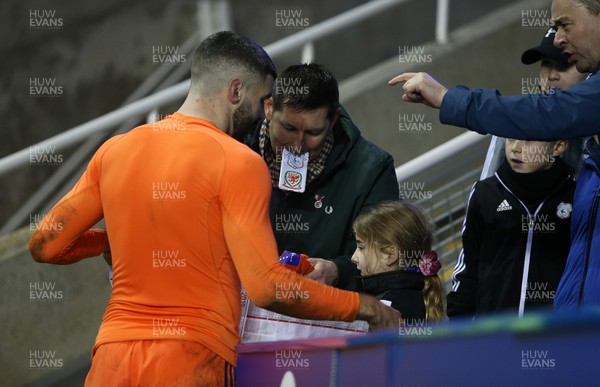 250120 - Reading FC v Cardiff City, The Emirates FA Cup, Fourth Round - Callum Paterson of Cardiff City gives his shirt to a young fan