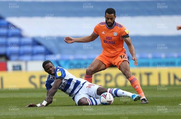 160421 Reading v Cardiff City, Sky Bet Championship - Curtis Nelson of Cardiff City and Lucas Joao of Reading compete for the ball