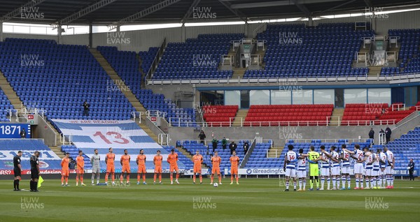 160421 Reading v Cardiff City, Sky Bet Championship - The teams observe a minutes silence in memory of HRH The Prince Philip, Duke of Edinburgh ahead of his funeral tomorrow