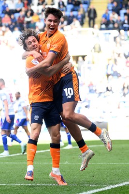 180426 - Reading v Cardiff City - Sky Bet League 1 - Rubin Colwill of Cardiff City celebrates scoring a goal with Ryan Wintle of Cardiff City