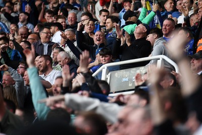 180426 - Reading v Cardiff City - Sky Bet League 1 - Cardiff fans celebrate after their side go 2 up