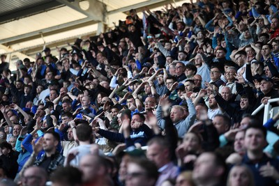 180426 - Reading v Cardiff City - Sky Bet League 1 - Cardiff fans celebrate after their side go 2 up