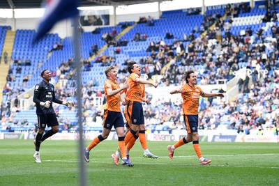 180426 - Reading v Cardiff City - Sky Bet League 1 - Perry NG of Cardiff City celebrates scoring a goal with team mates