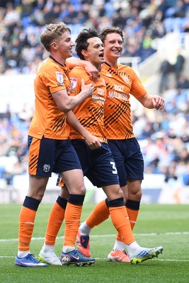 180426 - Reading v Cardiff City - Sky Bet League 1 - Perry NG of Cardiff City celebrates scoring a goal with team mates