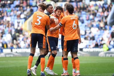 180426 - Reading v Cardiff City - Sky Bet League 1 - Perry NG of Cardiff City celebrates scoring a goal with team mates