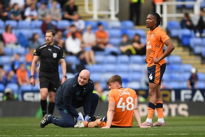 180426 - Reading v Cardiff City - Sky Bet League 1 - Dylan Lawlor of Cardiff City goes off injured 