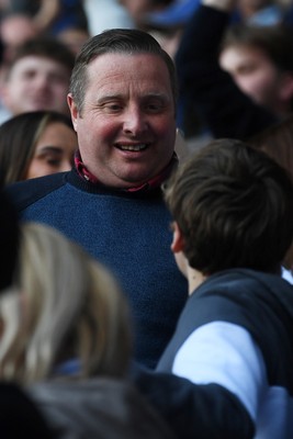 180426 - Reading v Cardiff City - Sky Bet League 1 - Cardiff fans celebrate at full time after securing promotion back to the Championship