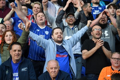 180426 - Reading v Cardiff City - Sky Bet League 1 - Cardiff fans celebrate at full time