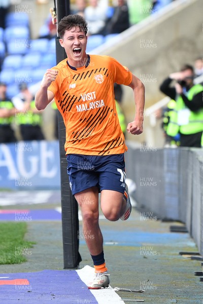 180426 - Reading v Cardiff City - Sky Bet League 1 - Rubin Colwill of Cardiff City celebrates scoring a goal