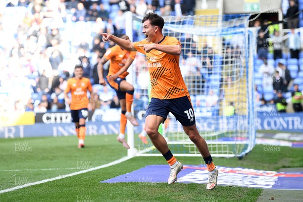 180426 - Reading v Cardiff City - Sky Bet League 1 - Rubin Colwill of Cardiff City celebrates scoring a goal