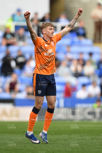 180426 - Reading v Cardiff City - Sky Bet League 1 - Joel Bagan of Cardiff City celebrates after hiss side scores a goal