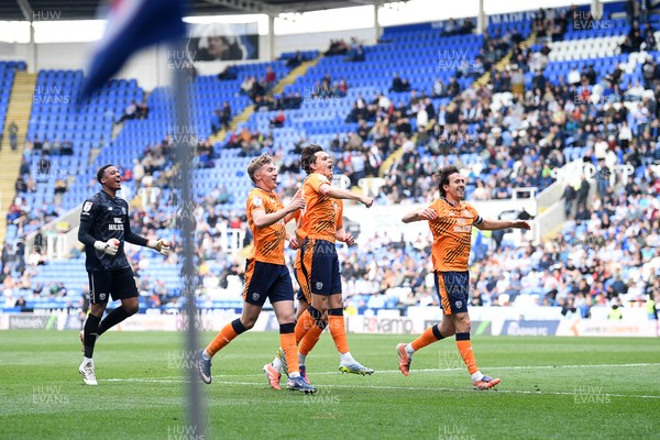 180426 - Reading v Cardiff City - Sky Bet League 1 - Perry NG of Cardiff City celebrates scoring a goal with team mates