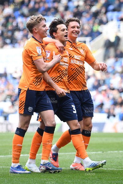 180426 - Reading v Cardiff City - Sky Bet League 1 - Perry NG of Cardiff City celebrates scoring a goal with team mates