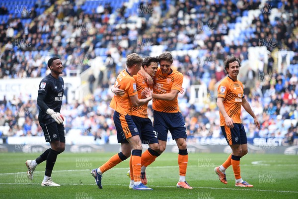 180426 - Reading v Cardiff City - Sky Bet League 1 - Perry NG of Cardiff City celebrates scoring a goal with team mates