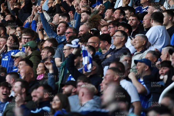 180426 - Reading v Cardiff City - Sky Bet League 1 - Cardiff fans celebrate knowing they are being promoted