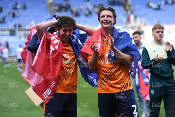 180426 - Reading v Cardiff City - Sky Bet League 1 - Ryan Wintle of Cardiff City and Will Fish of Cardiff City celebrates at full time after securing promotion back to the Championship