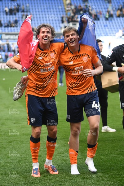 180426 - Reading v Cardiff City - Sky Bet League 1 - Ryan Wintle and Dylan Lawlor of Cardiff City celebrate at full time