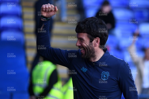180426 - Reading v Cardiff City - Sky Bet League 1 - Brian Barry-Murphy, Cardiff City Manager celebrates at full time