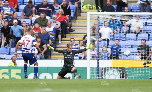 180819 - Reading v Cardiff City, Sky Bet Championship - George Puscas of Reading misses the goal from close range