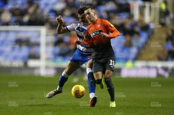 010119 - Reading v Swansea City - SkyBet Championship - Bersant Celina of Swansea City is tackled by Tiago Ilori of Reading