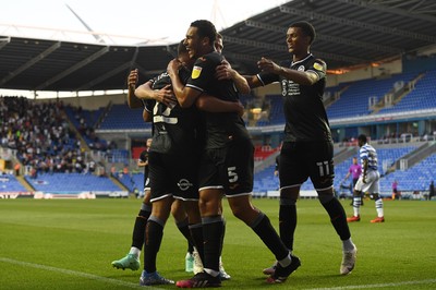 100821 - Reading v Swansea City - Carabao Cup - Joel Latibeaudiere of Swansea City celebrates scoring goal with team mates