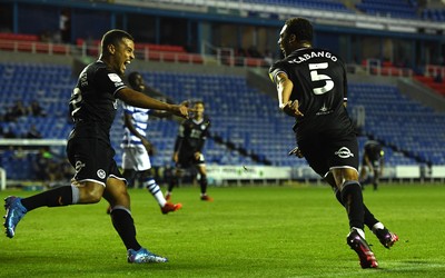 100821 - Reading v Swansea City - Carabao Cup - Ben Cabango of Swansea City celebrates scoring goal