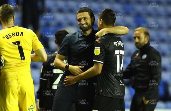 100821 - Reading v Swansea City - Carabao Cup - Swansea City Manager Russell Martin and Joel Piroe at the end of the game