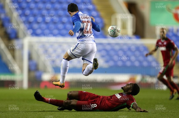 190917 - Reading v Swansea City - Carabao Cup - Pelle Clement of Reading is tackled by Leroy Fer of Swansea City