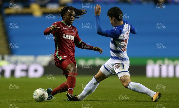 190917 - Reading v Swansea City - Carabao Cup - Renato Sanches of Swansea City is tackled by Pelle Clement of Reading