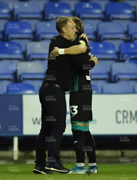 220720 - Reading v Swansea City - EFL SkyBet Championship - Swansea manager Steve Cooper and Conor Gallagher of Swansea City celebrate at the end of the game