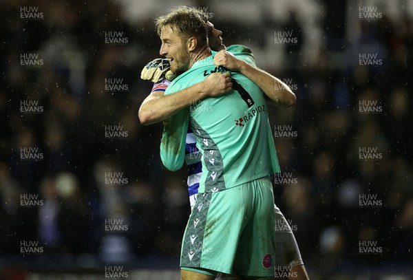 271222 - Reading v Swansea City - SkyBet Championship - Tom Holmes and Joe Lumley of Reading celebrate at full time