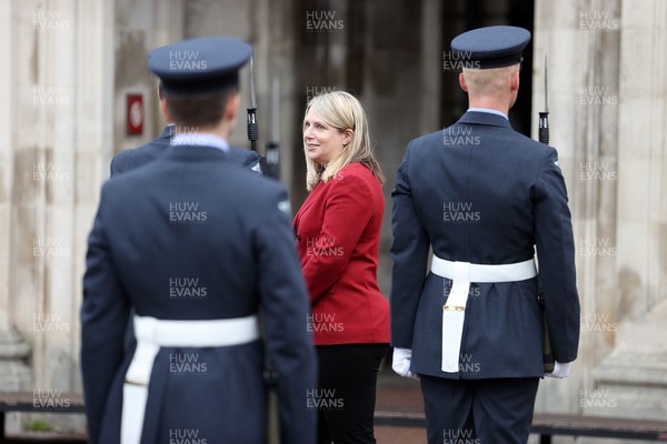 160921 - Picture shows Hannah Blythyn MS on the day the Red Arrows flew over Cardiff City Hall to open a new exhibition of Wales's effort in the Battle of Britain