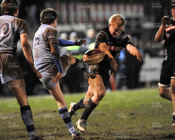 05.03.08 - WRU Reebok u16 Final Blues North v Ospreys Ospreys' Dean Howell charges down a Harley Thompson kick  