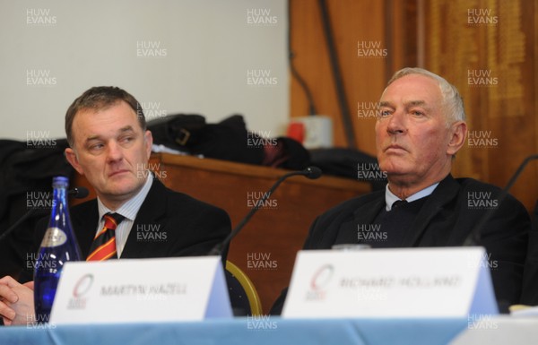 040413 - Regional Rugby Wales Press Conference -Chris Brown and Martyn Hazell of Newport-Gwent Dragons talk to reporters 