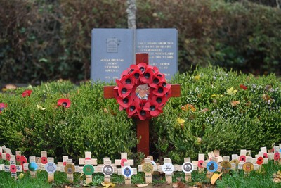 111125 - Remembrance Day - Tributes and wreaths left at the Newport Cenotaph after the a Remembrance memorial service on Sunday