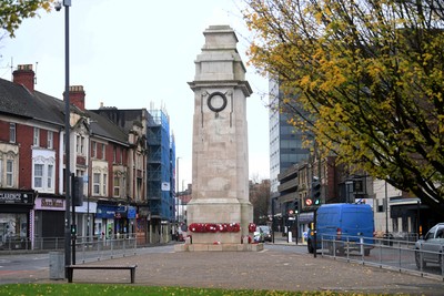 111125 - Remembrance Day - Picture shows the Newport Cenotaph covered in wreaths for Remembrance Day