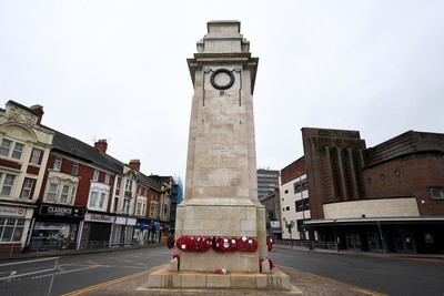 111125 - Remembrance Day - Picture shows the Newport Cenotaph covered in wreaths for Remembrance Day