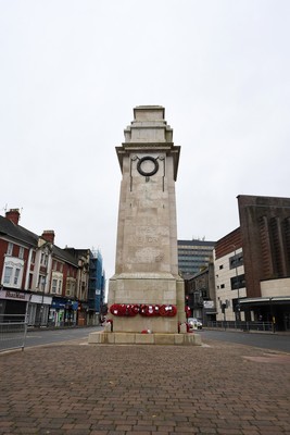 111125 - Remembrance Day - Picture shows the Newport Cenotaph covered in wreaths for Remembrance Day