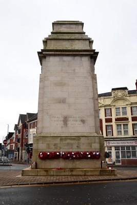 111125 - Remembrance Day - Picture shows the Newport Cenotaph covered in wreaths for Remembrance Day
