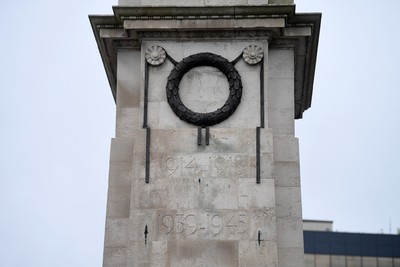 111125 - Remembrance Day - Picture shows the Newport Cenotaph covered in wreaths for Remembrance Day