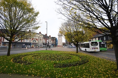 111125 - Remembrance Day - Picture shows the Newport Cenotaph covered in wreaths for Remembrance Day