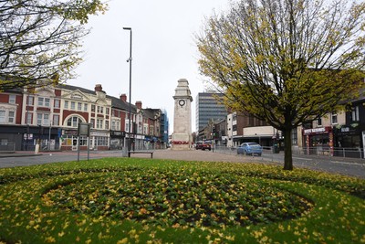 111125 - Remembrance Day - Picture shows the Newport Cenotaph covered in wreaths for Remembrance Day