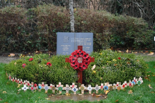 111125 - Remembrance Day - Tributes and wreaths left at the Newport Cenotaph after the a Remembrance memorial service on Sunday