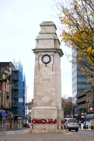111125 - Remembrance Day - Picture shows the Newport Cenotaph covered in wreaths for Remembrance Day