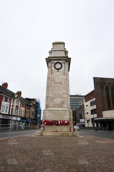 111125 - Remembrance Day - Picture shows the Newport Cenotaph covered in wreaths for Remembrance Day