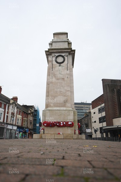 111125 - Remembrance Day - Picture shows the Newport Cenotaph covered in wreaths for Remembrance Day