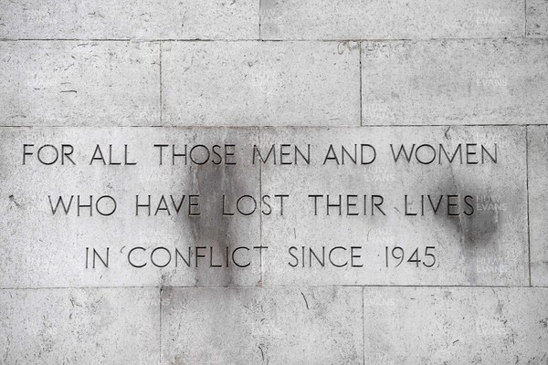 111125 - Remembrance Day - Picture shows the Newport Cenotaph covered in wreaths for Remembrance Day