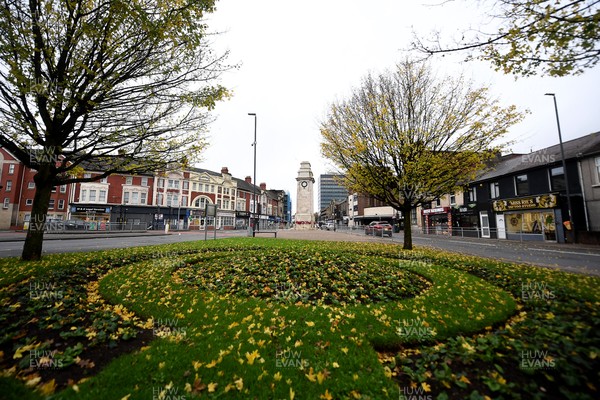 111125 - Remembrance Day - Picture shows the Newport Cenotaph covered in wreaths for Remembrance Day