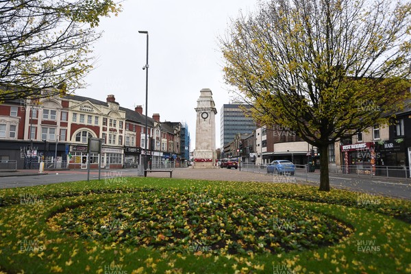 111125 - Remembrance Day - Picture shows the Newport Cenotaph covered in wreaths for Remembrance Day